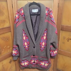 Vintage 70's Pioneer Wear Western Boho Style Sweater Cardigan